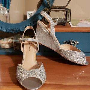 Sparkly Silver wedges